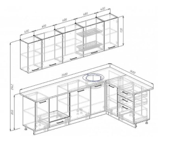 Угловой кухонный гарнитур Латте 2600х1600 мм в Нижних Сергах - nizhnie-sergi.mebel-e96.ru