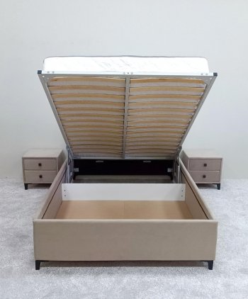 Кровать с подъемным механизмом Мега беж (Лин) в Нижних Сергах - nizhnie-sergi.mebel-e96.ru