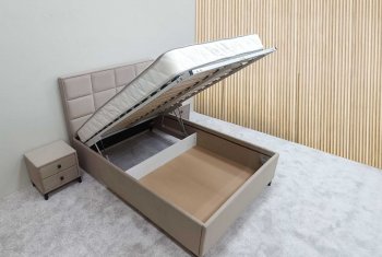 Кровать с подъемным механизмом Мега беж (Лин) в Нижних Сергах - nizhnie-sergi.mebel-e96.ru