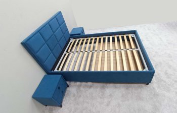Кровать с подъемным механизмом Мега синий (Лин) в Нижних Сергах - nizhnie-sergi.mebel-e96.ru