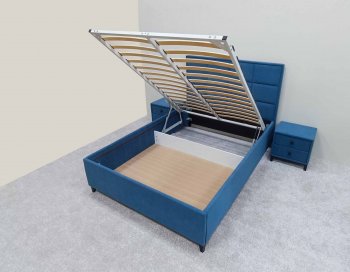 Кровать с подъемным механизмом Мега синий (Лин) в Нижних Сергах - nizhnie-sergi.mebel-e96.ru