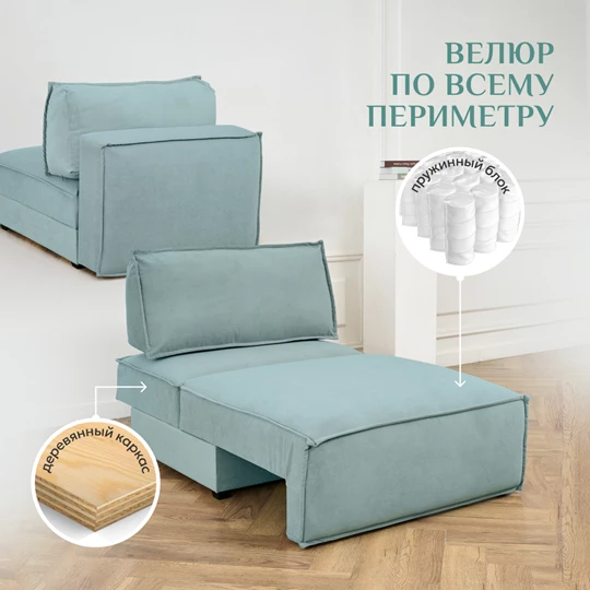 Кресло-кровать Модуль 9998 мятный BRENDOSS в Нижних Сергах - nizhnie-sergi.mebel-e96.ru