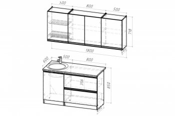 Кухонный гарнитур Адажио макси 1800 мм (Герда) в Нижних Сергах - nizhnie-sergi.mebel-e96.ru