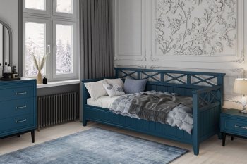 Кровать из массива Амелия сапфир без ящиков (БМ) в Нижних Сергах - nizhnie-sergi.mebel-e96.ru