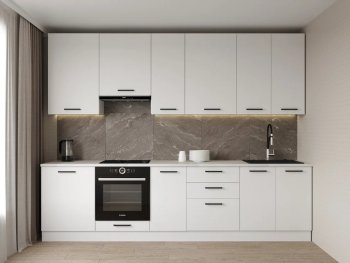 Кухонный гарнитур высокий Белый глянец 3000 мм МДФ (Санвут) в Нижних Сергах - nizhnie-sergi.mebel-e96.ru