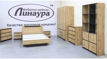 Кровать двуспальная Бостон дуб крафт (Лин) в Нижних Сергах - nizhnie-sergi.mebel-e96.ru