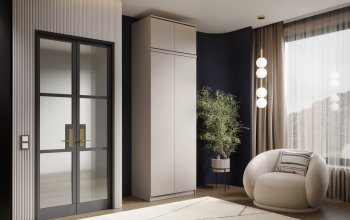 Шкаф 800 мм Челси двустворчатый с антресолью Кашемир (Миф) в Нижних Сергах - nizhnie-sergi.mebel-e96.ru