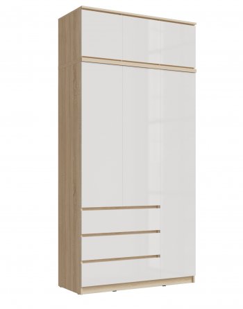 Шкаф 1200 мм Челси с антресолью, сонома/белый (Миф) в Нижних Сергах - nizhnie-sergi.mebel-e96.ru