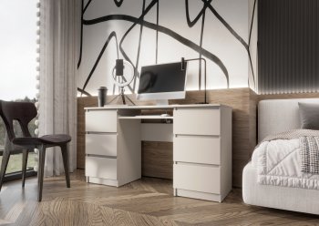 Письменный стол Челси 6 ящиков кашемир (Миф) в Нижних Сергах - nizhnie-sergi.mebel-e96.ru