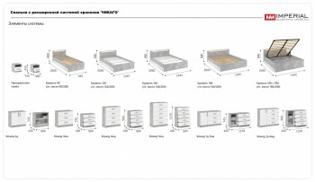 Спальный гарнитур Чикаго модульный, ателье светлый/белый (Имп) в Нижних Сергах - nizhnie-sergi.mebel-e96.ru