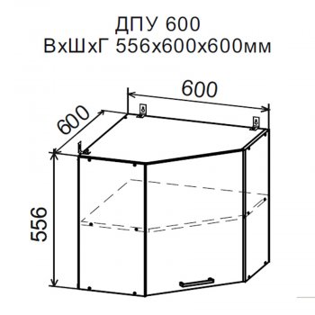 ДУСЯ Шкаф верхний ДПУ600 угловой (600*556мм) в Нижних Сергах - nizhnie-sergi.mebel-e96.ru | фото