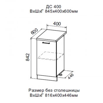 ДУСЯ Шкаф нижний ДС400 с полкой (400*842мм) в Нижних Сергах - nizhnie-sergi.mebel-e96.ru | фото