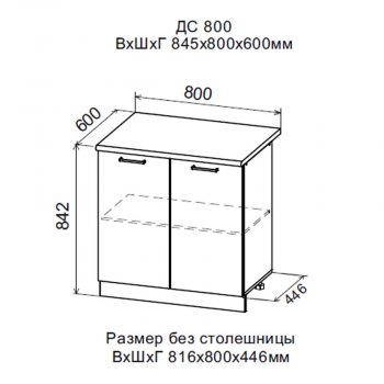 ДУСЯ Шкаф нижний ДС800 с полкой (800*842мм) в Нижних Сергах - nizhnie-sergi.mebel-e96.ru | фото