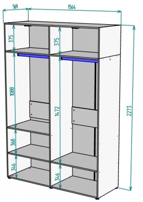 Шкаф 1564 мм Erik H313 + Антресоль HA4 (Графит) в Нижних Сергах - nizhnie-sergi.mebel-e96.ru