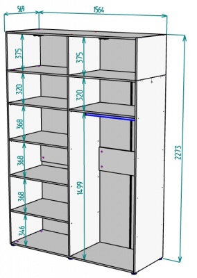 Шкаф 1564 мм Erik H318 + Антресоль HA4 (Графит) в Нижних Сергах - nizhnie-sergi.mebel-e96.ru