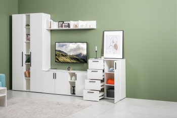 Стенка Эйр комп 1, белый (Моби) в Нижних Сергах - nizhnie-sergi.mebel-e96.ru