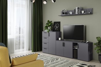 Стенка Эйр модульная, графит (Моби) в Нижних Сергах - nizhnie-sergi.mebel-e96.ru