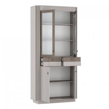 Шкаф витрина 34.05 Фантазия кашемир (Олмеко) в Нижних Сергах - nizhnie-sergi.mebel-e96.ru