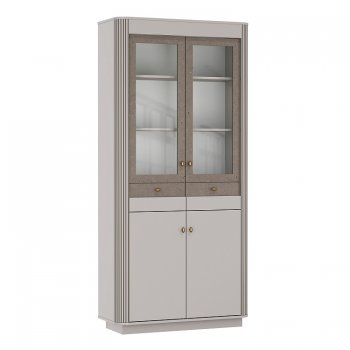Шкаф витрина 34.05 Фантазия кашемир (Олмеко) в Нижних Сергах - nizhnie-sergi.mebel-e96.ru