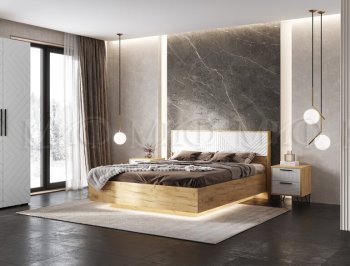 Кровать парящая Флэш крафт/белый (Миф) в Нижних Сергах - nizhnie-sergi.mebel-e96.ru