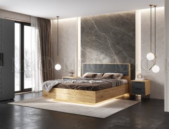 Кровать парящая Флэш крафт/графит(Миф) в Нижних Сергах - nizhnie-sergi.mebel-e96.ru
