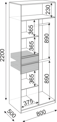 Шкаф 800 мм 2-х створчатый Глэдис (модуль 22) (Риннер) в Нижних Сергах - nizhnie-sergi.mebel-e96.ru