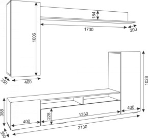 Стенка Альфа Дуб крафт золотой (Риннер) в Нижних Сергах - nizhnie-sergi.mebel-e96.ru