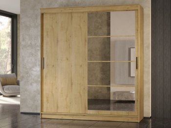 Шкаф-купе 2000 мм Гранд-1 ЛДСП/Зеркало, дуб вотан (Эра) в Нижних Сергах - nizhnie-sergi.mebel-e96.ru