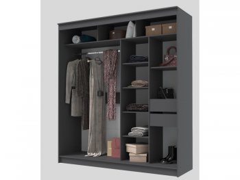 Шкаф-купе 2000 мм Гранд-1 зеркало/зеркало, графит (Эра) в Нижних Сергах - nizhnie-sergi.mebel-e96.ru
