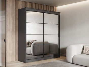 Шкаф-купе 2000 мм Гранд-1 зеркало/зеркало, графит (Эра) в Нижних Сергах - nizhnie-sergi.mebel-e96.ru