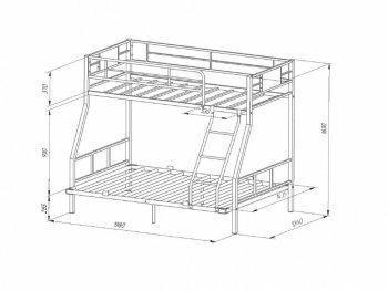 Кровать двухъярусная Гранада-1ПЯЯ 140 в Нижних Сергах - nizhnie-sergi.mebel-e96.ru