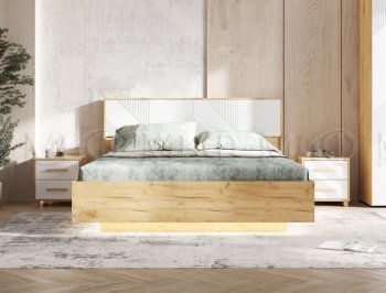 Кровать парящая Ирис крафт/белый с подсветкой (Миф) в Нижних Сергах - nizhnie-sergi.mebel-e96.ru