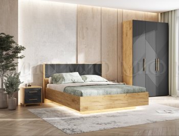 Кровать парящая Ирис крафт/графит(Миф) в Нижних Сергах - nizhnie-sergi.mebel-e96.ru