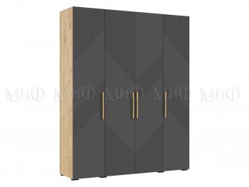 Шкаф 1800 мм Ирис с антресолью крафт/графит (Миф) в Нижних Сергах - nizhnie-sergi.mebel-e96.ru