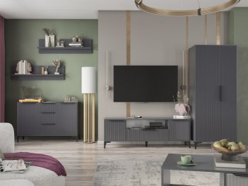 Стенка Кимберли графит, модульная (Handis) в Нижних Сергах - nizhnie-sergi.mebel-e96.ru