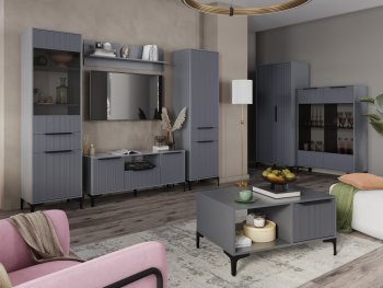 Стенка Кимберли графит, модульная (Handis) в Нижних Сергах - nizhnie-sergi.mebel-e96.ru