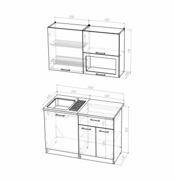 Кухонный гарнитур Кира лайт 1200 мм (Герда) в Нижних Сергах - nizhnie-sergi.mebel-e96.ru