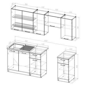 Кухонный гарнитур Кира компакт 2200 мм (Герда) в Нижних Сергах - nizhnie-sergi.mebel-e96.ru