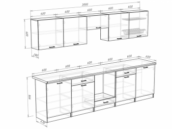 Кухонный гарнитур 3000 мм Кремона (Росток) в Нижних Сергах - nizhnie-sergi.mebel-e96.ru