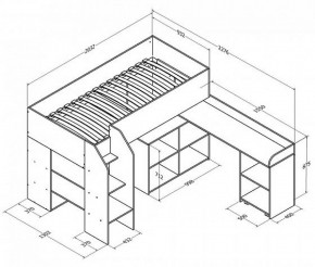 Кровать-чердак Теремок-2 Дуб молочный в Нижних Сергах - nizhnie-sergi.mebel-e96.ru