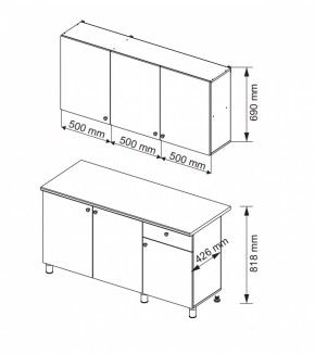 Кухонный гарнитур POINT 1500 мм (Гор) в Нижних Сергах - nizhnie-sergi.mebel-e96.ru