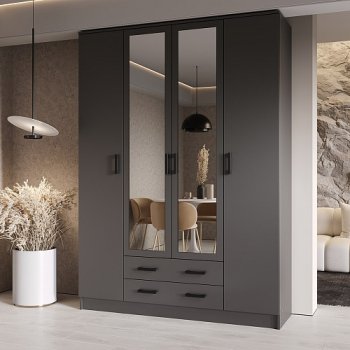 Шкаф Квадро 1600 мм Графит (Эра) в Нижних Сергах - nizhnie-sergi.mebel-e96.ru