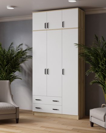Шкаф Лагуна с антресолью делано/белый (Текс) в Нижних Сергах - nizhnie-sergi.mebel-e96.ru