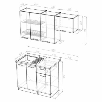 Кухонный гарнитур Лариса нормал 2 1500 мм (Герда) в Нижних Сергах - nizhnie-sergi.mebel-e96.ru