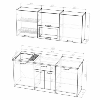 Кухонный гарнитур Лариса макси 1 1800 мм (Герда) в Нижних Сергах - nizhnie-sergi.mebel-e96.ru