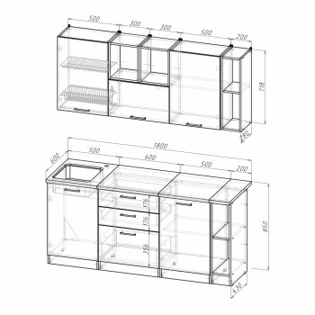 Кухонный гарнитур Лариса макси 4 1800 мм (Герда) в Нижних Сергах - nizhnie-sergi.mebel-e96.ru