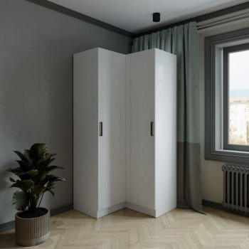 Шкаф угловой Ларс (угол прямой), Белый (Микон) в Нижних Сергах - nizhnie-sergi.mebel-e96.ru