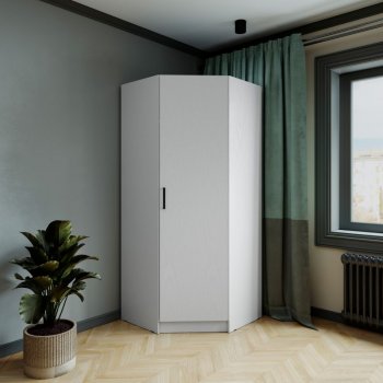 Шкаф угловой Ларс (угол скос), Белый (Микон) в Нижних Сергах - nizhnie-sergi.mebel-e96.ru