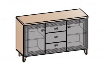 Комод 2дв, 3ящ Лежер КМ-3103 дуб серый/холст вулканический(СанТан) в Нижних Сергах - nizhnie-sergi.mebel-e96.ru