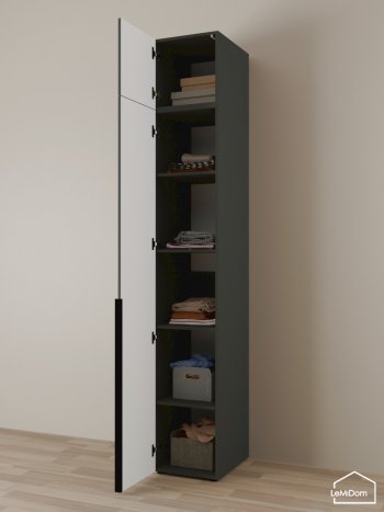 Шкаф с антресолью 400 мм Linnea MHR-1A-2 2450х400х510 (Графит-М 11.1.25) в Нижних Сергах - nizhnie-sergi.mebel-e96.ru